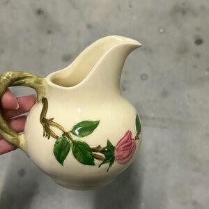 Franciscan Cream Ceramic Pitcher with Pink Rose